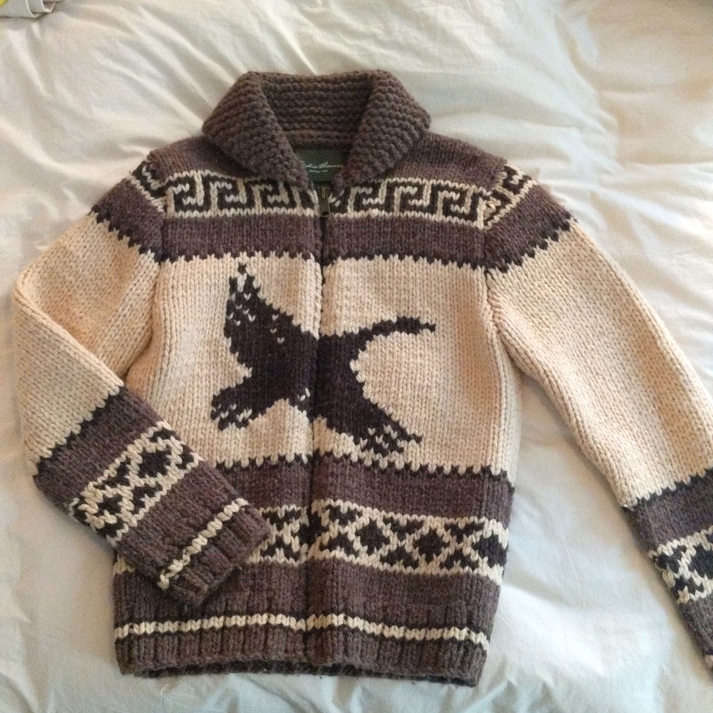 Eddie Bauer zip up wool sweater, small